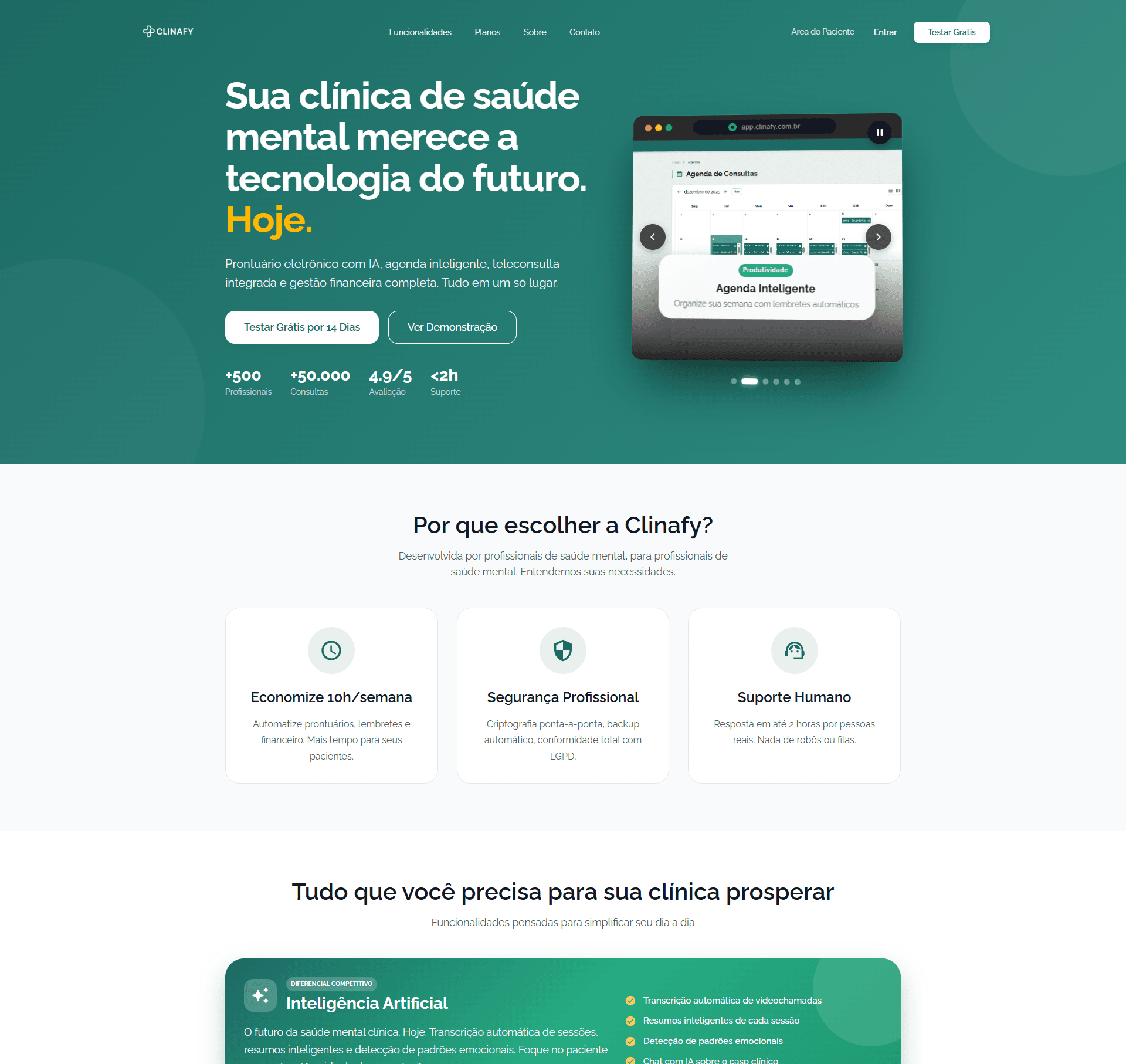 Site — página inicial — Clinafy