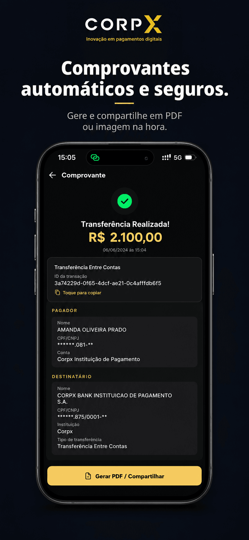 Comprovante de transferência — CorpxBank