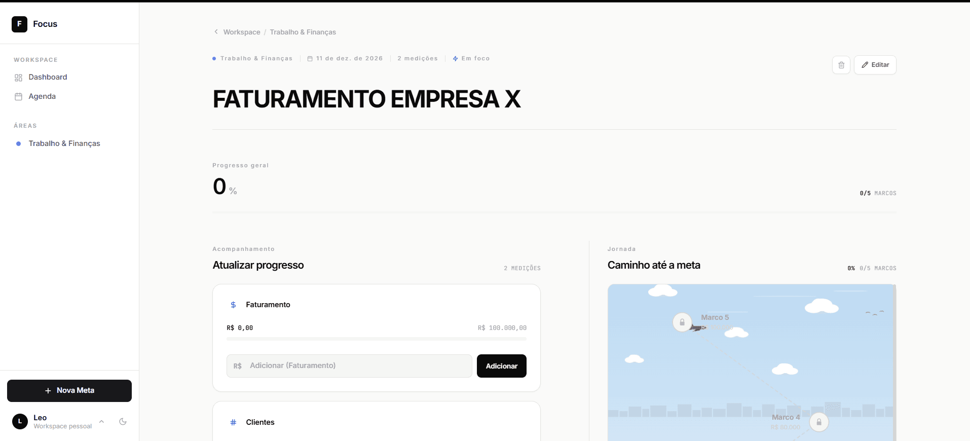 Focus — Acompanhamento da meta