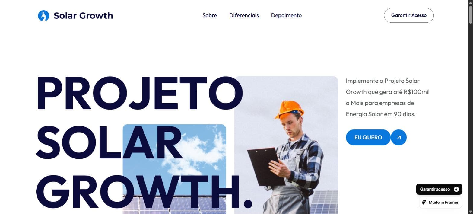 Página de venda — Solar Growth